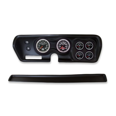 AutoMeter Sport-Comp II Instrument Clusters 2140-12 Gauge Kit, II, Analog, Black Face, Speedo, Tach, Oil, Water, Volt, Fuel, White Numbers, Red Pointers, Black Panel, Dodge, Plymouth, Kit