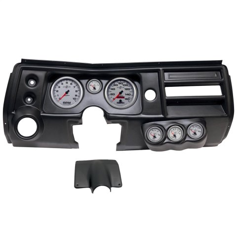 AutoMeter Ultra-Lite II Instrument Clusters for 1968 CHEVELLE, EL CAMINO - 2904-14 Gauge Kit, II, Analog, Silver Face, Speedo, Tach, Oil, Water, Volt, Fuel, Black Numbers, Red Pointers, Black Panel, Chevy, With Vent, Kit