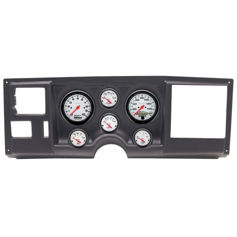 AutoMeter Phantom Instrument Clusters 2925-09 Gauge Kit, Phantom, Analog, White Face, Speedometer, Tach, Oil, Water, Volt, Fuel, Black Numbers, Red Pointers, Black Panel, Chevy, GMC, Kit