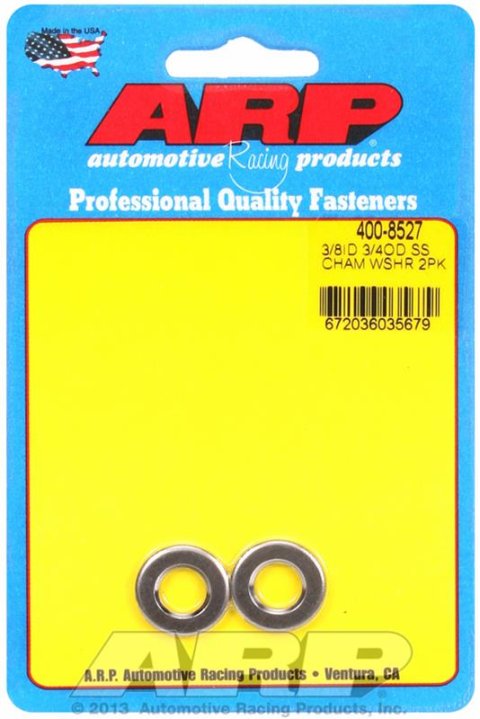 ARP Special Purpose Washers 400-8527 Washer, Flat, Chamfer, Stainless Steel, Polished, 0.120 in. Thick, 0.375 in. I.D., 0.750 in. O.D., Pair