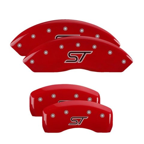 MGP Red Caliper Covers 10247SSTORD Set of 4 caliper covers, Engraved Front and Rear: ST, powder coat finish, silver characters