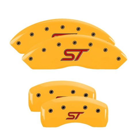 MGP Yellow Caliper Covers 10247SSTOYL Set of 4 caliper covers, Engraved Front and Rear: ST, powder coat finish, black characters