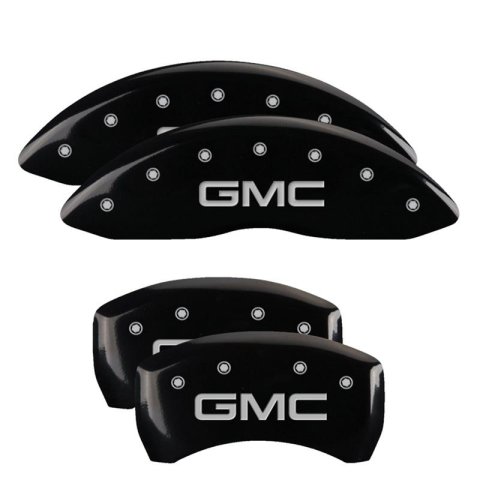 MGP Caliper Covers Brake 34218SGMCBK Set of 4 caliper covers, Engraved Front and Rear: GMC, Black powder coat finish, silver characters