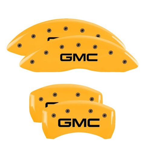 MGP Caliper Covers Brake 34218SGMCYL Set of 4 caliper covers, Engraved Front and Rear: GMC, Yellow powder coat finish, black characters