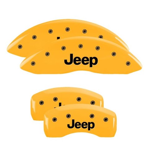 MGP Caliper Covers - Brake for 2020-2023 GLADIATOR 42021SGLDYL Set of 4 caliper covers, Engraved Front and Rear: Gladiator, Yellow powder coat finish, black characters
