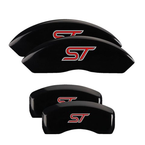 MGP Black Caliper Covers 10247SST1BK Set of 4 caliper covers, Engraved Front and Rear: ST (No bolts), powder coat finish, silver characters