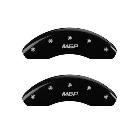 MGP Black Caliper Covers 57001SMGPBK Set of 4 caliper covers, Engraved Front and Rear: MGP, powder coat finish, silver characters.