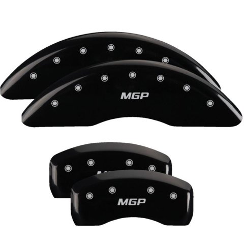 MGP Black Caliper Covers for 2018-2024 TIGUAN - 11223SMGPBK Set of 4 caliper covers, Engraved Front and Rear: MGP, powder coat finish, silver characters