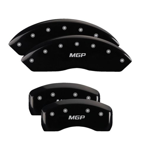MGP Black Caliper Covers for 2011-2013 RANGE ROVER SPORT - 25145SMGPBK Brake Covers, Clip-on, Aluminum, Powdercoated, Logo, Land Rover, Set of 4