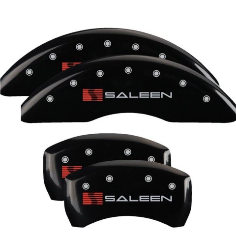 MGP Caliper Covers Brake 10201SSLNBK Set of 4 caliper covers, Engraved Front: Saleen - Engraved Rear: Saleen, Black powder coat finish, silver characters