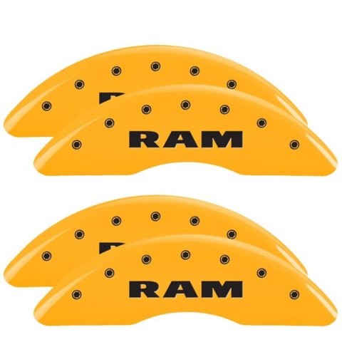 MGP Caliper Covers Brake 55007SRAMYL Set of 4 caliper covers, Engraved Front and Rear: RAM, Yellow powder coat finish, black characters