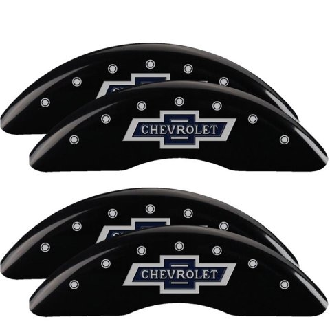 MGP Black Caliper Covers for 2020-2024 SILVERADO 2500 HD, 3500 HD - 14258SBANBK Set of 4 caliper covers, Engraved Front and Rear: 100 Anniversary logo, powder coat finish, silver characters