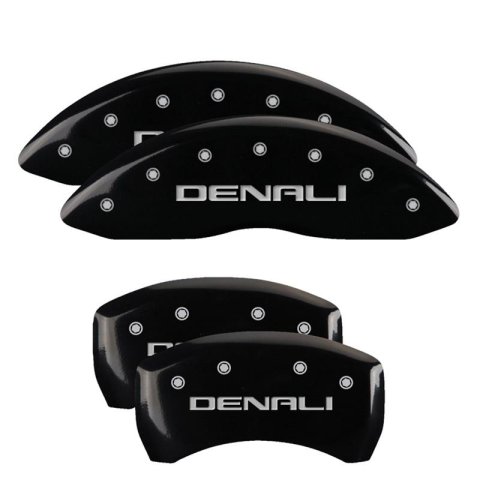 MGP Caliper Covers - Brake for 2018-2024 TERRAIN 34218SDNLBK Set of 4 caliper covers, Engraved Front and Rear: Denali, Black powder coat finish, silver characters