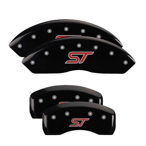 MGP Black Caliper Covers for 2020-2025 EXPLORER - 10252SSTOBK Set of 4 caliper covers, Engraved Front and Rear: ST, powder coat finish, silver characters