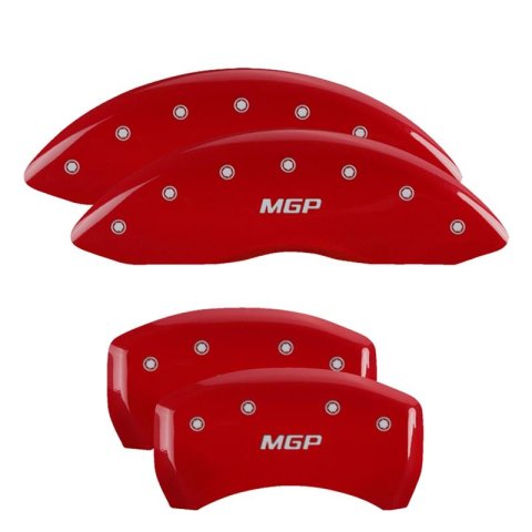 MGP Caliper Covers - Brake for 2018-2024 TERRAIN 34218SMGPRD Set of 4 caliper covers, Engraved Front and Rear: MGP, Red powder coat finish, silver characters