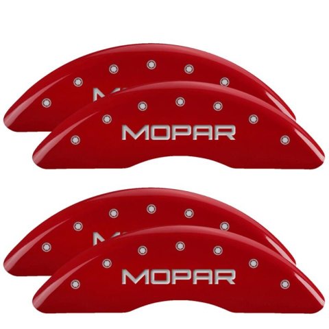 MGP Caliper Covers - Brake for 2021-2023 2500, 3500 55007SMOPRD Set of 4 caliper covers, Engraved Front and Rear: MOPAR, Red powder coat finish, silver characters