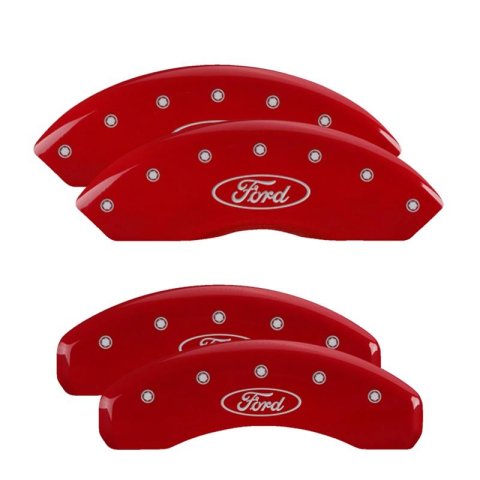 MGP Caliper Covers - Brake for 2020-2025 EXPLORER 10254SCLCRD Set Of 4 Covers, No Engraving: Classic Covers, Red Powder Coat Finish