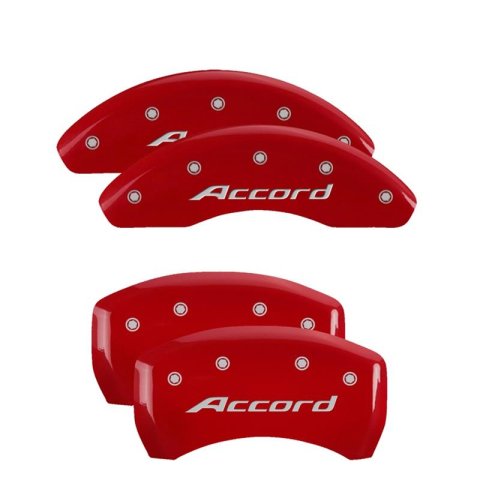 MGP Caliper Covers - Brake for 2018-2024 ACCORD 20224SHOHWH Set Of 4 Covers, Engraved Front: Honda Engraved Rear: H LogoWhite Powder Coat Finish, Black Characters