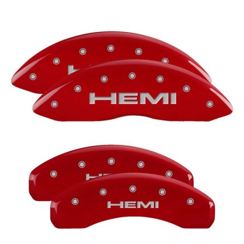MGP Caliper Covers Brake Pad 42020SJPLWH Set Of 4 Covers, Engraved Front: JEEP - Engraved Rear: JEEP Grill logoWhite Powder Coat Finish, Black Characters