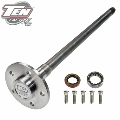 Motive Gear Ten Factory Axle Shafts for 1966-1975 BRONCO - MG25222 Shaft, Factory, Rear Driver Side, Bolt-in, 1541H Alloy Steel, 28-spline Inner, 26.938 in. Length, Ford 9 in., Ford, Each