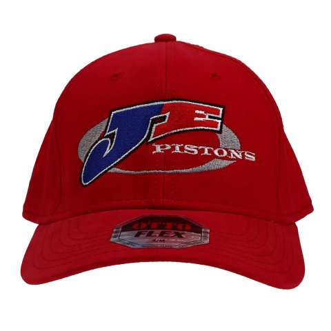 JE Pistons Hats J327X Hat, Ball Cap, Curved Bill, Material, Logo, Red, Fitted, Small/Medium, Each