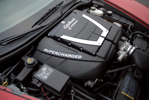 Edelbrock E-Force Corvette C6 Stage 1 Street Legal Supercharger Kits 1572 System, E-Force, Serpentine, Black Powdercoated, Intercooler, Chevy, 7.0L, Kit