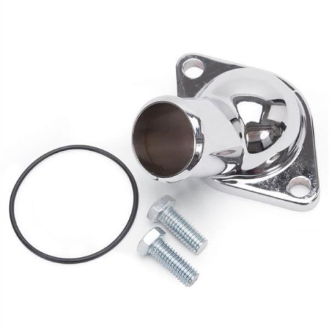 Edelbrock Water Necks 4809 Neck, 15 Degree, O-Ring, Steel, Chrome, Chevrolet, 4.3, V6, SBC, BBC, Each