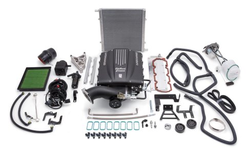 Edelbrock E-Force GM Truck and SUV Stage 1 Street Legal Supercharger Kits for 2007-2010 SIERRA 2500 HD, SILVERADO HD - 15600 Supercharger, Eaton TVS 2300, Serpentine, Black Powdercoated, GMC, 6.0L, Kit