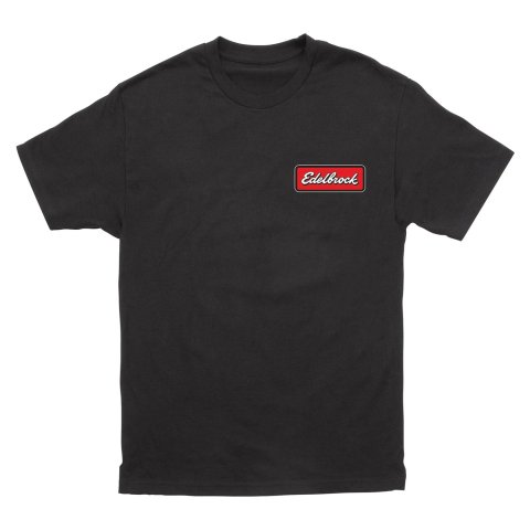 Edelbrock Badge Logo T-Shirts 289063 T-Shirt, Short Sleeve, Cotton, Black, Logo, Men's X-Large, Each