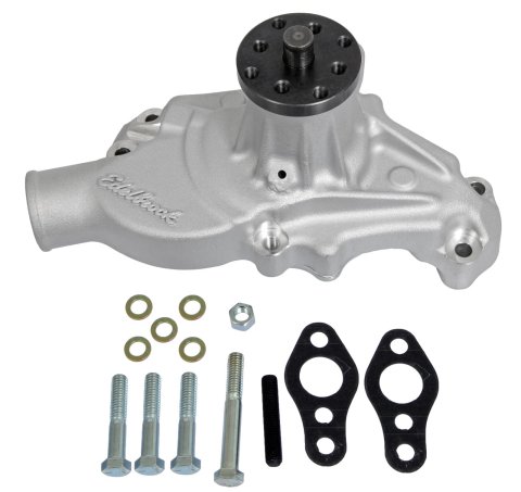 Edelbrock Victor Series High Performance Street Mechanical Water Pumps 88820 Pump, Mechanical, Short, High-Volume, Aluminum, Natural, Counterclockwise, Chevy, Small Block, Each