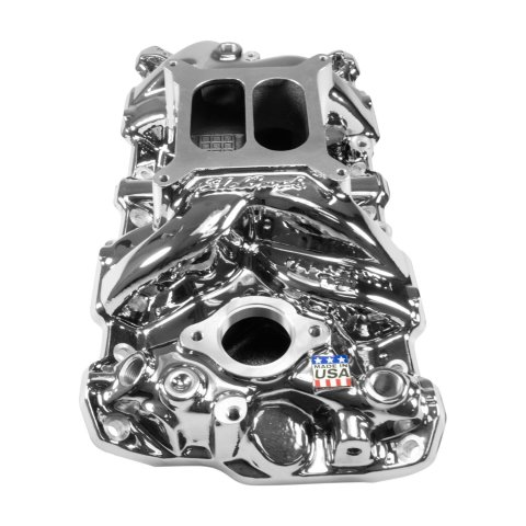 Edelbrock Performer RPM Intake Manifolds 7101-CP Manifold, RPM, Dual Plane, Aluminum, Chrome Plasma Coated, Square Bore, Chevy, Small Block, Each