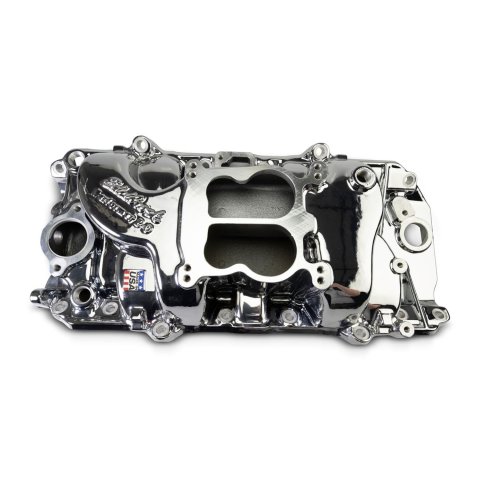 Edelbrock Performer Intake Manifolds 2161-CP Manifold, Performer, Dual Plane, Aluminum, Chrome Plasma Coated, Spread Bore, Chevy, 396-502, Oval Port, Each