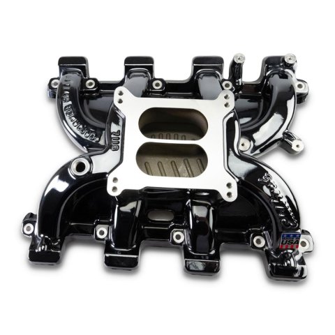 Edelbrock Performer RPM LS1 Intake Manifolds 71187-BP Manifold, RPM, Carbureted, Aluminum, Black Plasma Coated, Dual Plane, Cathedral Port, Chevy, 4.8, 5.3, 5.7, 6.0L, Each