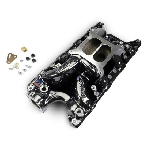 Edelbrock Performer RPM Air-Gap Intake Manifolds 7521-BP Manifold, Air Gap, Dual Plane, Aluminum, Black Plasma Coated, Square Bore, Ford, 289/302, Each