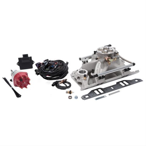 Edelbrock Pro-Flo 4 EFI Systems 35900 Fuel Injection System, 4, Self-Learning, Sequential Multi-Port, Satin, 550 HP Max, SB Chrysler 318, 340, 360, Kit
