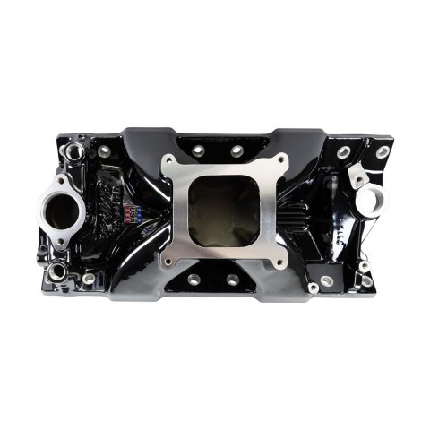 Edelbrock Victor Jr. Intake Manifolds 2975-BP Manifold, Jr., Single Plane, Aluminum, Black Plasma Coated, Square Bore, Chevy, Small Block, Each