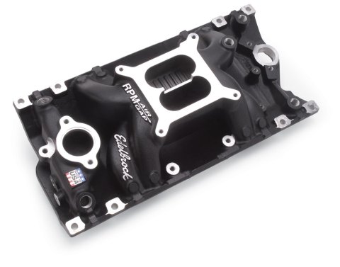 Edelbrock Performer RPM Air-Gap Intake Manifolds 7516-BP Manifold, Air Gap, Dual Plane, Aluminum, Black Plasma Coated, Square Bore, Chevy, Vortec/E-Tec, Each