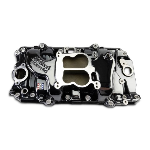 Edelbrock Performer Intake Manifolds 2161-BP Manifold, Performer, Dual Plane, Aluminum, Black Plasma Coated, Spread Bore, Chevy, 396-502, Oval Port, Each