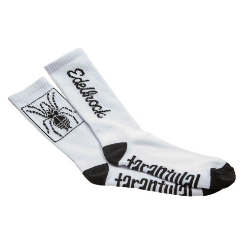 Edelbrock Crew Socks 189221 Socks, Tarantula, White/Black, Cotton, Men's 7-11, Pair