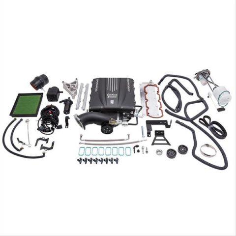 Edelbrock E-Force GM Truck and SUV Stage 1 Street Legal Supercharger Kits 15610 Supercharger, E-Force, Eaton Gen VI, Serpentine, Black Powdercoated, Fuel Injectors, Chevy, GMC, 6.0L, Kit