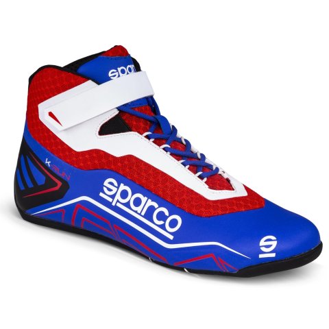 Sparco K-Run Driving Shoes 00127126AZRS & Boots, Shoes, Mid-top, Microfiber Outer, Blue/Red, Natural Rubber Outer Sole, European Shoe Size 26, Pair