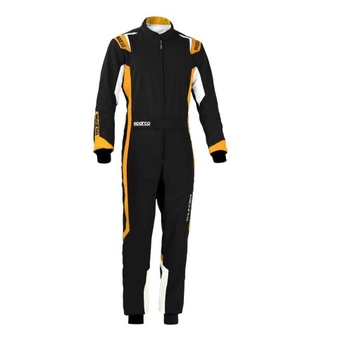 Sparco Thunder Karting Suits 002342NRAF1S Driving Suits, Suits, One-piece, 2 Layers, Polyester/Polyamide, Black/Orange, CIK/FIA N2013.1 Rating, Men's Small, Each