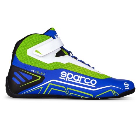 Sparco K-Run Driving Shoes 00127128AZVF & Boots, Shoes, Mid-top, Microfiber Outer, Blue/Green, Natural Rubber Outer Sole, European Shoe Size 28, Pair