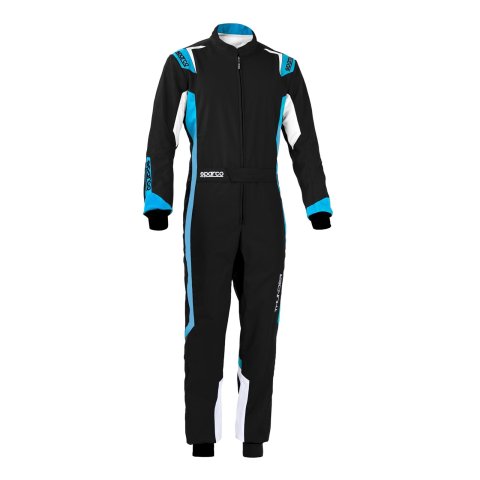 Sparco Thunder Karting Suits 002342NRAZ2M Driving Suits, Suits, One-piece, 2 Layers, Polyester/Polyamide, Black/Blue, CIK/FIA N2013.1 Rating, Men's Medium, Each