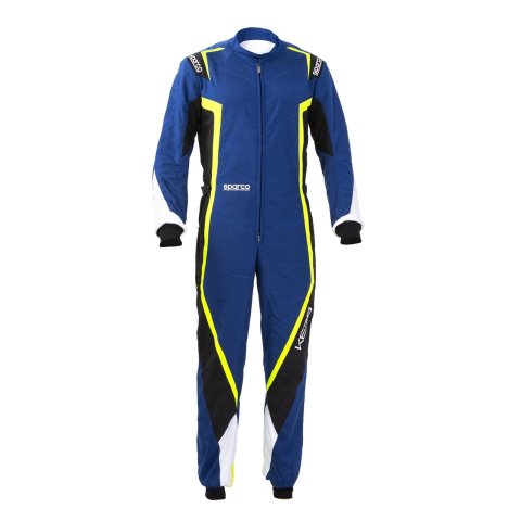 Sparco Kerb Karting Suits 002341BNGB2M Driving Suits, Suits, One-piece, 2 Layers, Polyamide, Navy Blue/Black/Yellow, CIK/FIA N2013.1 Rating, Men's Medium, Each