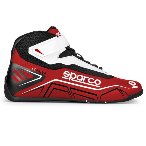 Sparco K-Run Driving Shoes 00127126RSBI & Boots, Shoes, Mid-top, Microfiber Outer, Red/White, Natural Rubber Outer Sole, European Shoe Size 26, Pair