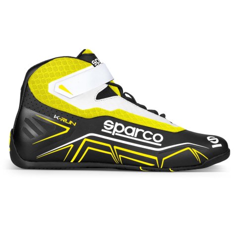 Sparco K-Run Driving Shoes 00127140NRGF & Boots, Shoes, Mid-top, Microfiber Outer, Black/Yellow, Natural Rubber Outer Sole, European Shoe Size 40, Pair
