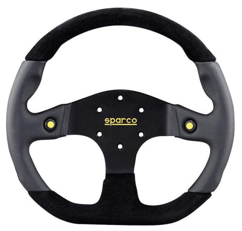 Sparco Street Series Steering Wheels 015TMG22TUV Wheel, Series, 3-spoke, Black/Gray Grip, Black Aluminum Spokes, 12.992 in. Diameter, 6-bolt Mount, Each