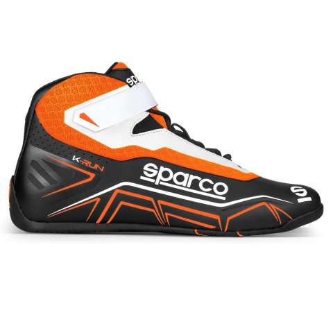 Sparco K-Run Driving Shoes 00127135NRAF & Boots, Shoes, Mid-top, Microfiber Outer, Black/Orange, Natural Rubber Outer Sole, European Shoe Size 35, Pair