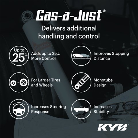 KYB Gas-a-Just Shocks and Struts for 2020-2023 GLADIATOR, 2018-2023 WRANGLER - 5550016 Gas Shock